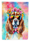 Cavalier Spaniel Hippie Dawg House Flag 28x40 Porch Sleeve Pole Decorative Outside Yard Banner Artwork Wall Hanging, Polyester