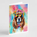 Cavalier Spaniel Hippie Dawg Greeting Cards Pack of 8 Blank Cards with Envelopes Whimsical A7 Size 5x7