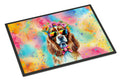 Cavalier Spaniel Hippie Dawg Doormat Indoor Outdoor 24H X 36W Front Door Mat Rugs for Entryway, Non Slip Washable Low Pile,