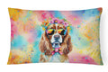 Cavalier Spaniel Hippie Dawg Decorative Throw Pillow 12x16 Indoor Outdoor Accent Cushion, Fabric Cover with Insert for Sofa, Bed, Porch & Living Room