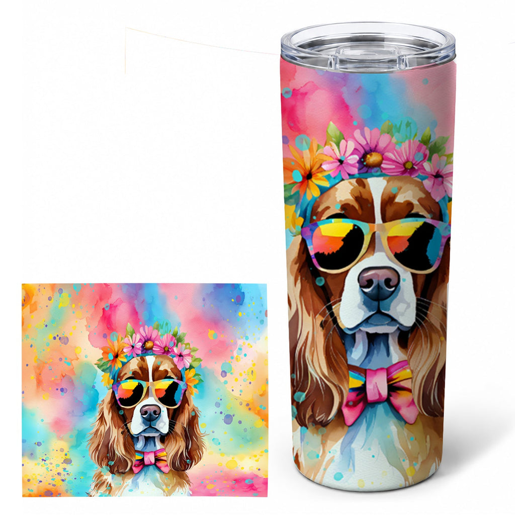 Cavalier Spaniel Hippie Dawg Stainless Steel Skinny Tumbler 20 oz Vacuum Double Walled Reusable Insulated Travel Cup