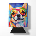 Chihuahua Hippie Dawg Can or Bottle Hugger Cooler Sleeve for Standard 12 oz Cans, Insulated Foam Beer & Soda Can Hugger Reusable