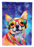 Chihuahua Hippie Dawg House Flag 28x40 Porch Sleeve Pole Decorative Outside Yard Banner Artwork Wall Hanging, Polyester