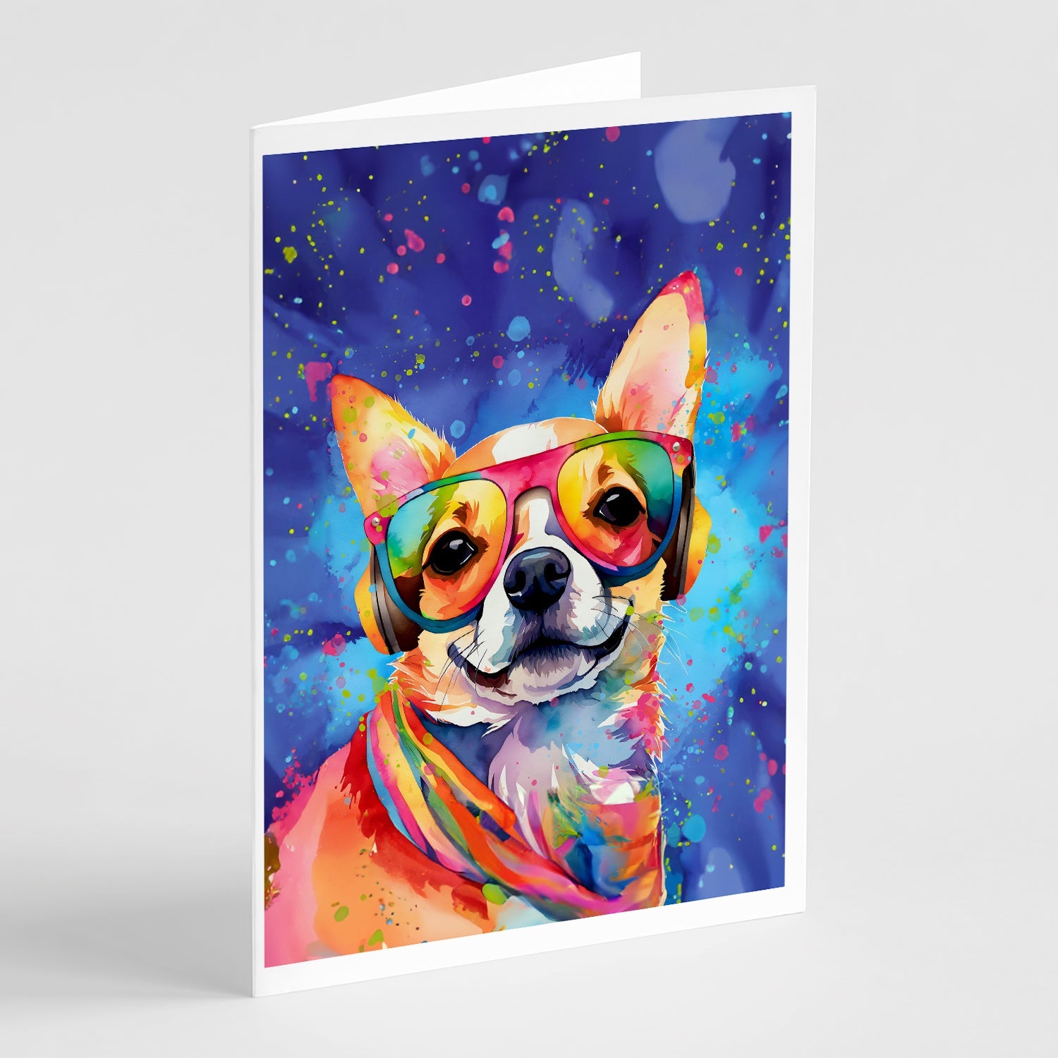 Chihuahua Hippie Dawg Greeting Cards Pack of 8 Blank Cards with Envelopes Whimsical A7 Size 5x7