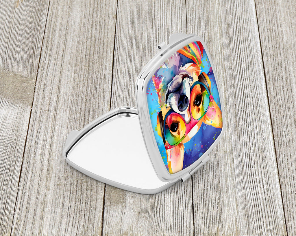 Chihuahua Hippie Dawg Compact Mirror Decorative Travel Makeup Mirror for Women Girls Gifts Pocket Makeup Mirror Folding Handheld