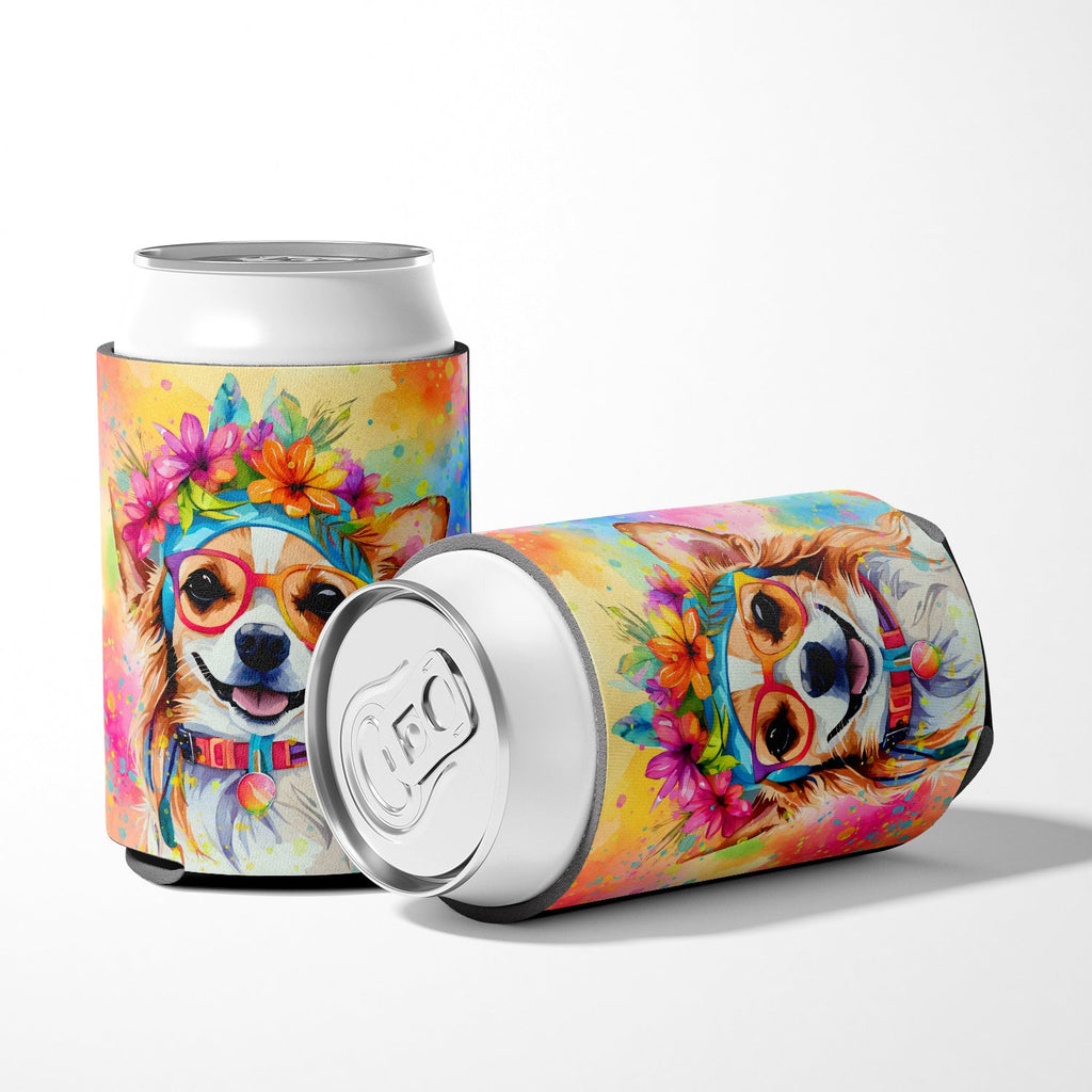 Chihuahua Hippie Dawg Can or Bottle Hugger Cooler Sleeve for Standard 12 oz Cans, Insulated Foam Beer & Soda Can Hugger Reusable