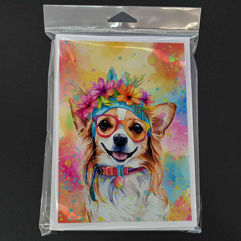 Chihuahua Hippie Dawg Greeting Cards Pack of 8 Blank Cards with Envelopes Whimsical A7 Size 5x7