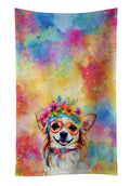 Chihuahua Hippie Dawg Kitchen Towel Velour Plush Front and Cotton Loop Back Machine Washable