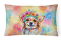 Chihuahua Hippie Dawg Decorative Throw Pillow 12x16 Indoor Outdoor Accent Cushion, Fabric Cover with Insert for Sofa, Bed, Porch & Living Room