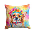 Chihuahua Hippie Dawg Decorative Throw Pillow 18x18 Indoor Outdoor Accent Cushion, Fabric Cover with Insert for Sofa, Bed, Porch & Living Room