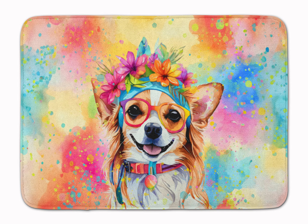 Chihuahua Hippie Dawg Memory Foam Kitchen Mat Machine Washable Anti-Fatigue Cushion Comfort Bath or Kitchen Rug