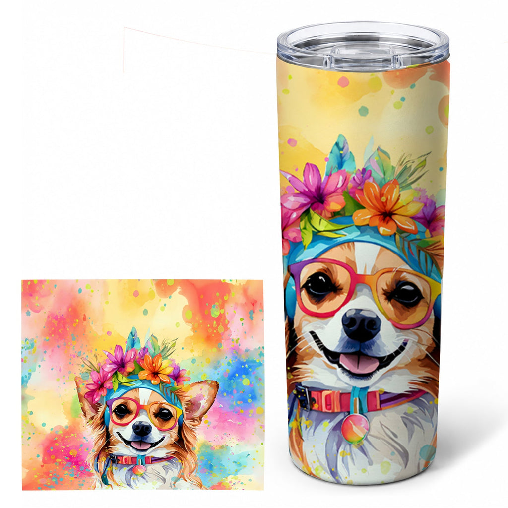 Chihuahua Hippie Dawg Stainless Steel Skinny Tumbler 20 oz Vacuum Double Walled Reusable Insulated Travel Cup