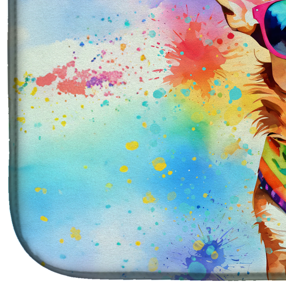 Chihuahua Hippie Dawg Dish Drying Mat Absorbent Dish Drying Mat Pad for Kitchen Counter Dish Drainer Mat for Countertop, 14 x 21", Multicolor