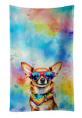 Chihuahua Hippie Dawg Kitchen Towel Velour Plush Front and Cotton Loop Back Machine Washable
