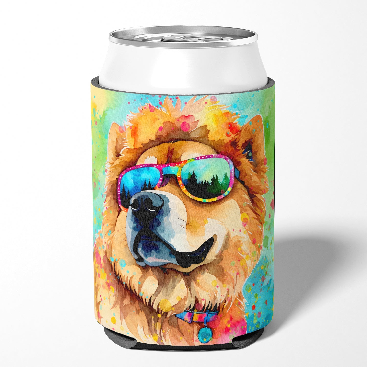 Chow Chow Hippie Dawg Can or Bottle Hugger Cooler Sleeve for Standard 12 oz Cans, Insulated Foam Beer & Soda Can Hugger Reusable