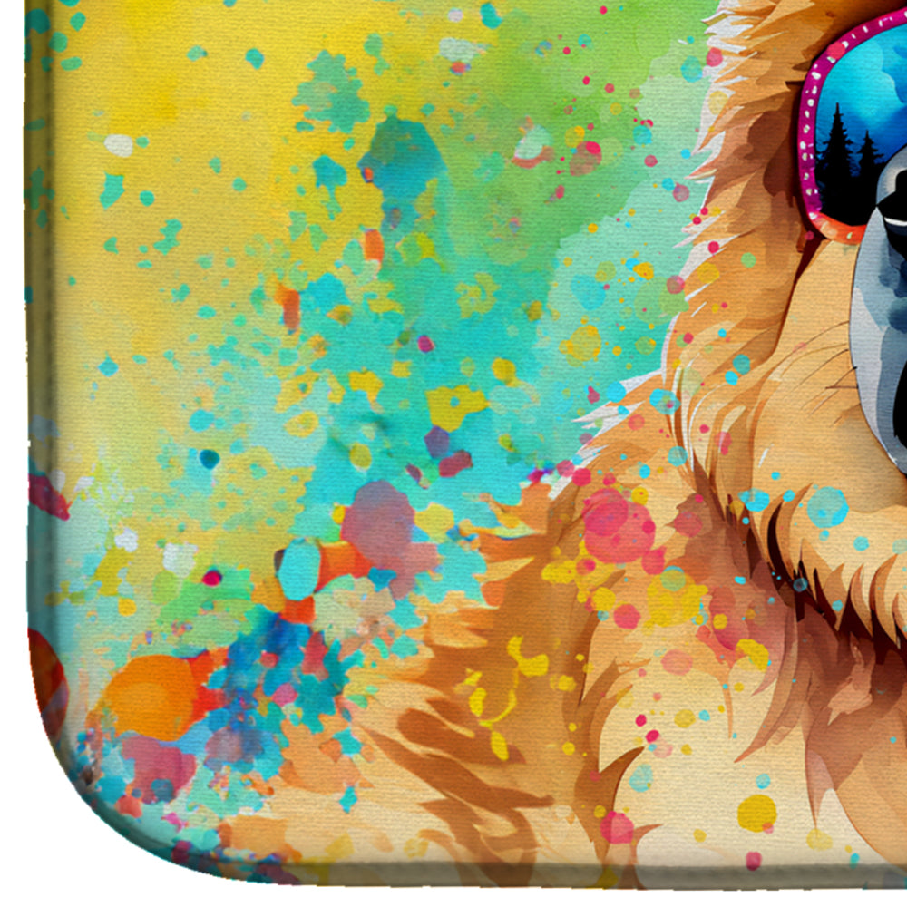 Chow Chow Hippie Dawg Dish Drying Mat Absorbent Dish Drying Mat Pad for Kitchen Counter Dish Drainer Mat for Countertop, 14 x 21", Multicolor