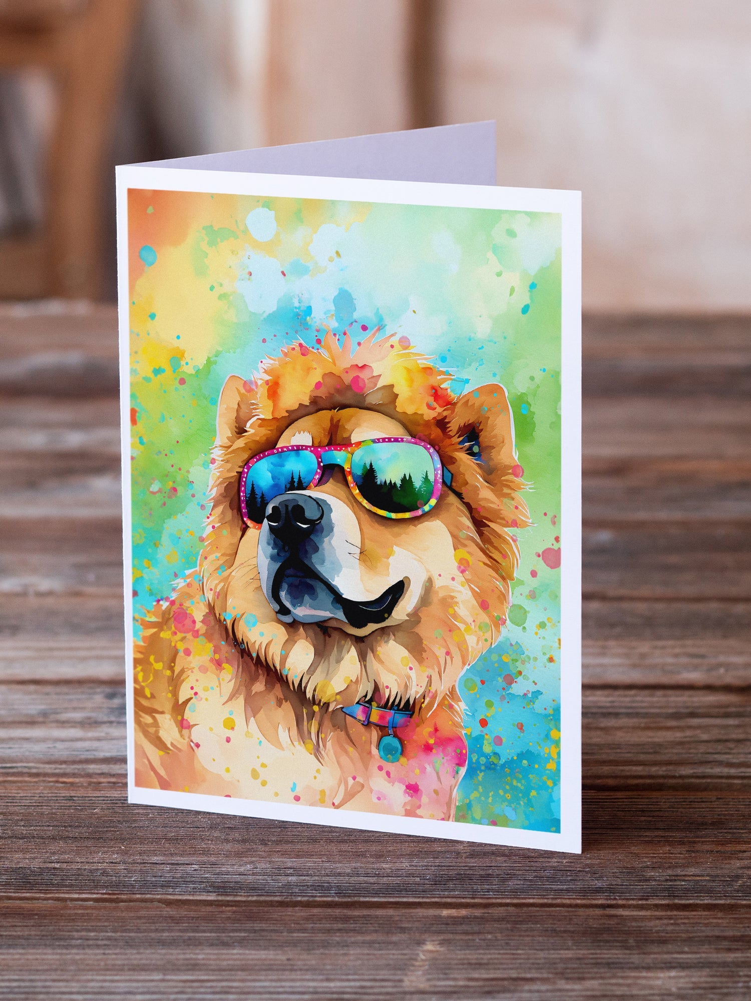 Chow Chow Hippie Dawg Greeting Cards Pack of 8 Blank Cards with Envelopes Whimsical A7 Size 5x7