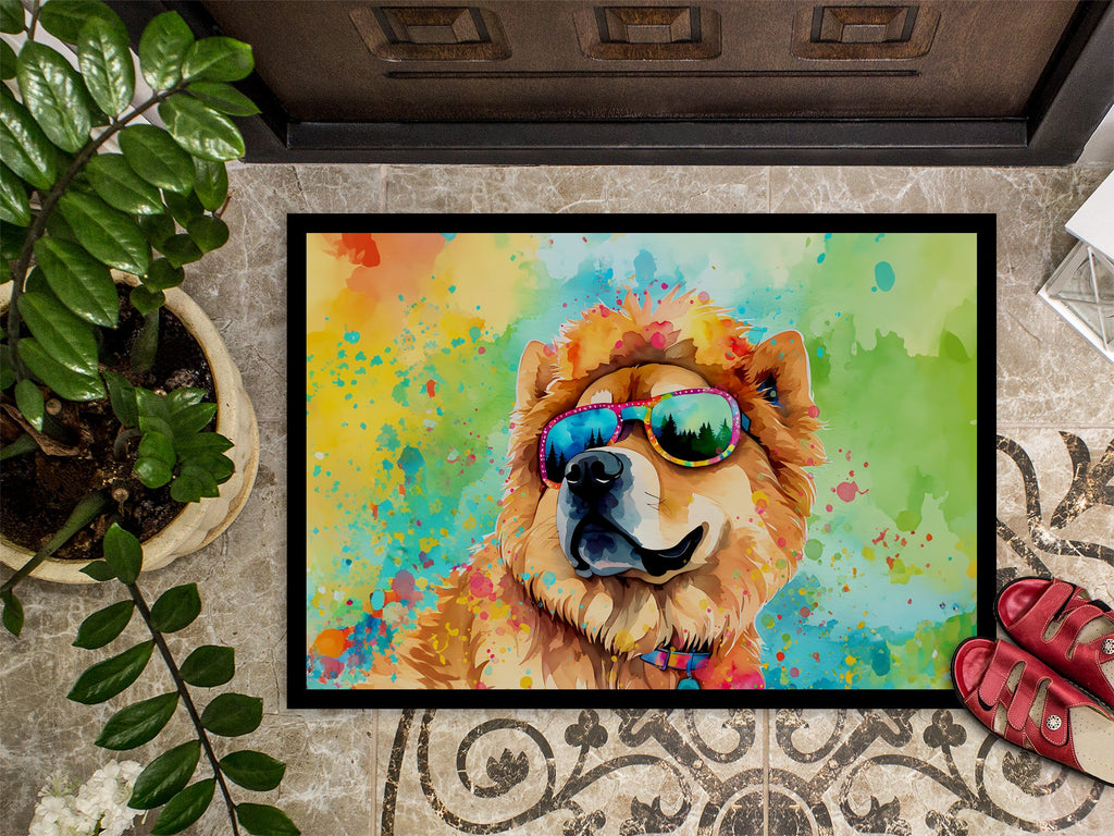 Chow Chow Hippie Dawg Doormat Indoor Outdoor 24H X 36W Front Door Mat Rugs for Entryway, Non Slip Washable Low Pile,