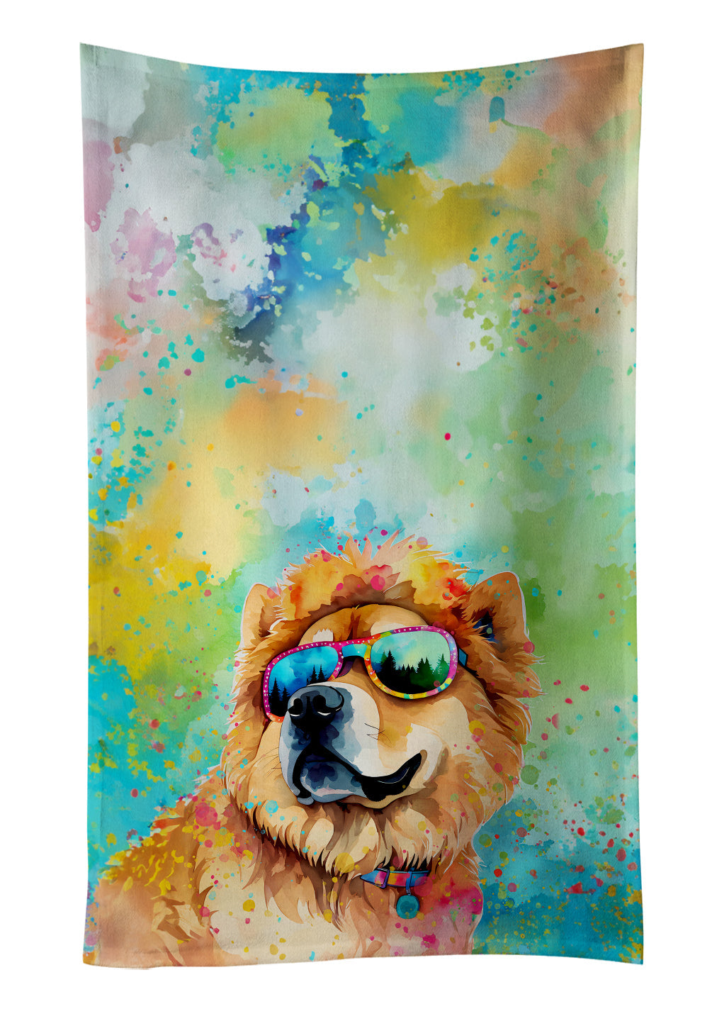 Chow Chow Hippie Dawg Kitchen Towel Velour Plush Front and Cotton Loop Back Machine Washable