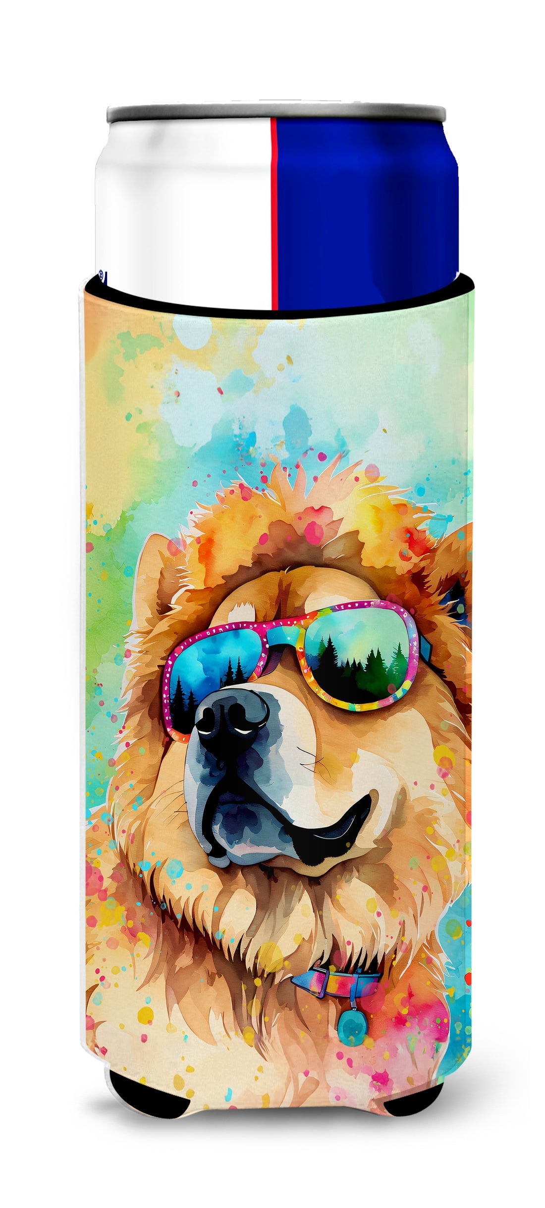 Chow Chow Hippie Dawg Slim Can Hugger , Insulated Foam Hugger for 12 oz Slim Cans, Beer Bottles & Water Bottles, Printed in USA