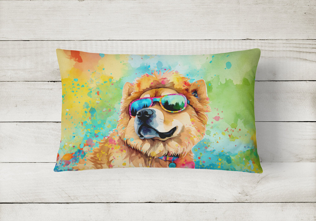 Chow Chow Hippie Dawg Decorative Throw Pillow 12x16 Indoor Outdoor Accent Cushion, Fabric Cover with Insert for Sofa, Bed, Porch & Living Room