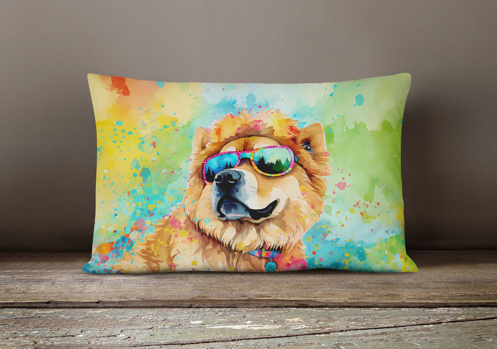 Chow Chow Hippie Dawg Decorative Throw Pillow 12x16 Indoor Outdoor Accent Cushion, Fabric Cover with Insert for Sofa, Bed, Porch & Living Room