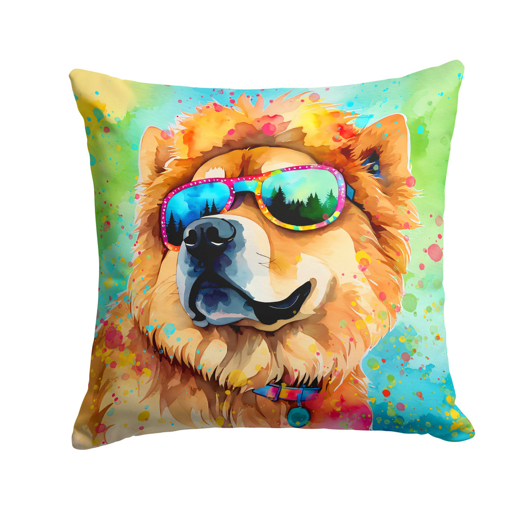 Chow Chow Hippie Dawg Decorative Throw Pillow 18x18 Indoor Outdoor Accent Cushion, Fabric Cover with Insert for Sofa, Bed, Porch & Living Room