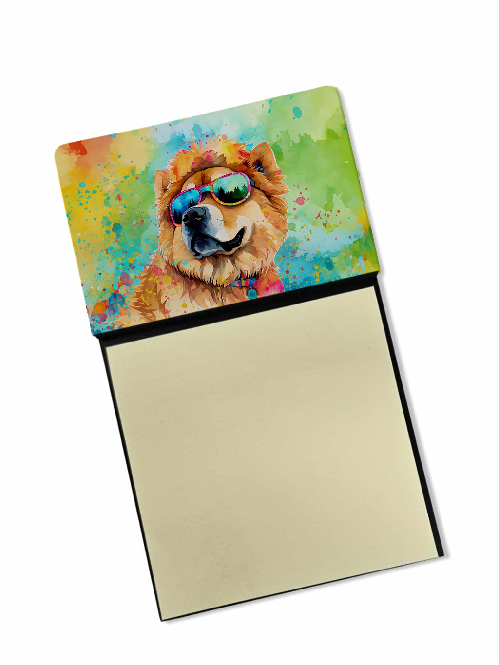 Chow Chow Hippie Dawg Watercolor Sticky Note Holder Refillable Dispenser Desk Accessory 3x3 Pad Gift