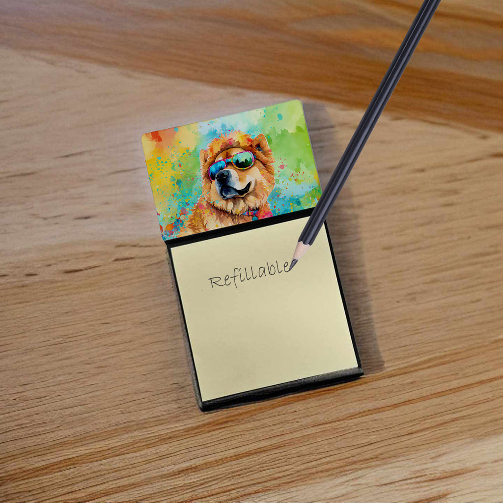 Chow Chow Hippie Dawg Watercolor Sticky Note Holder Refillable Dispenser Desk Accessory 3x3 Pad Gift