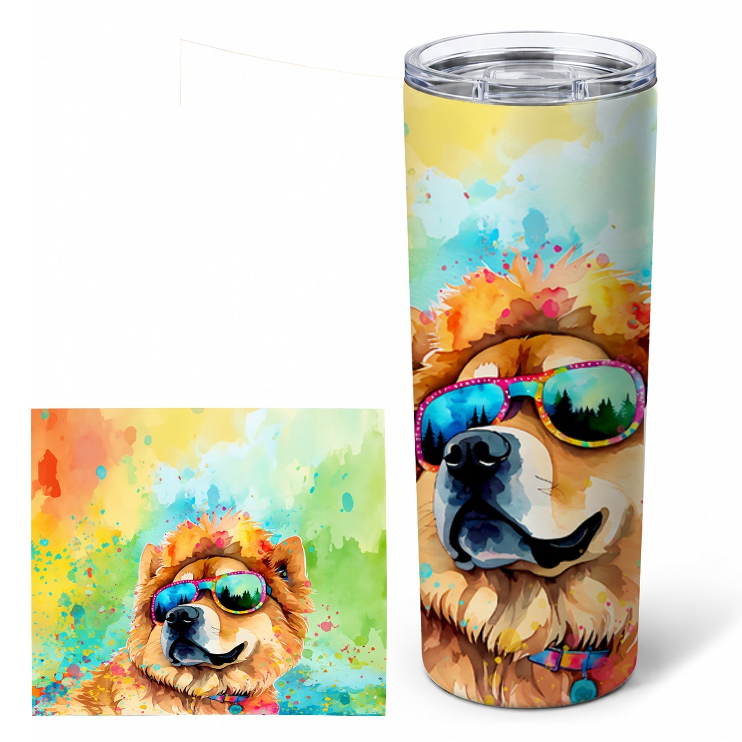 Chow Chow Hippie Dawg Stainless Steel Skinny Tumbler 20 oz Vacuum Double Walled Reusable Insulated Travel Cup