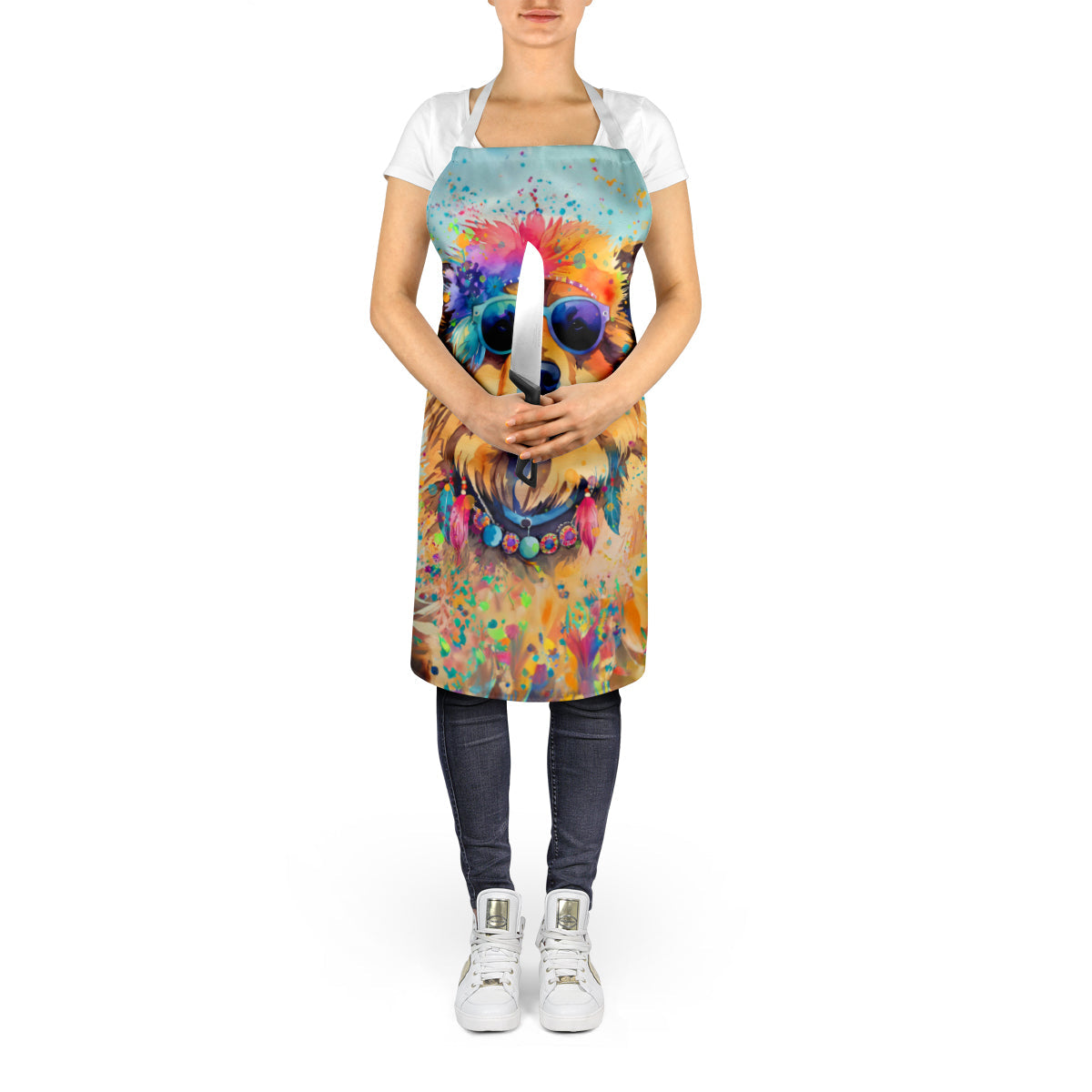 Chow Chow Hippie Dawg Apron Cooking Kitchen Server Baking Crafts Gardening for Adult Women Men, Unisex, Large, Multicolor