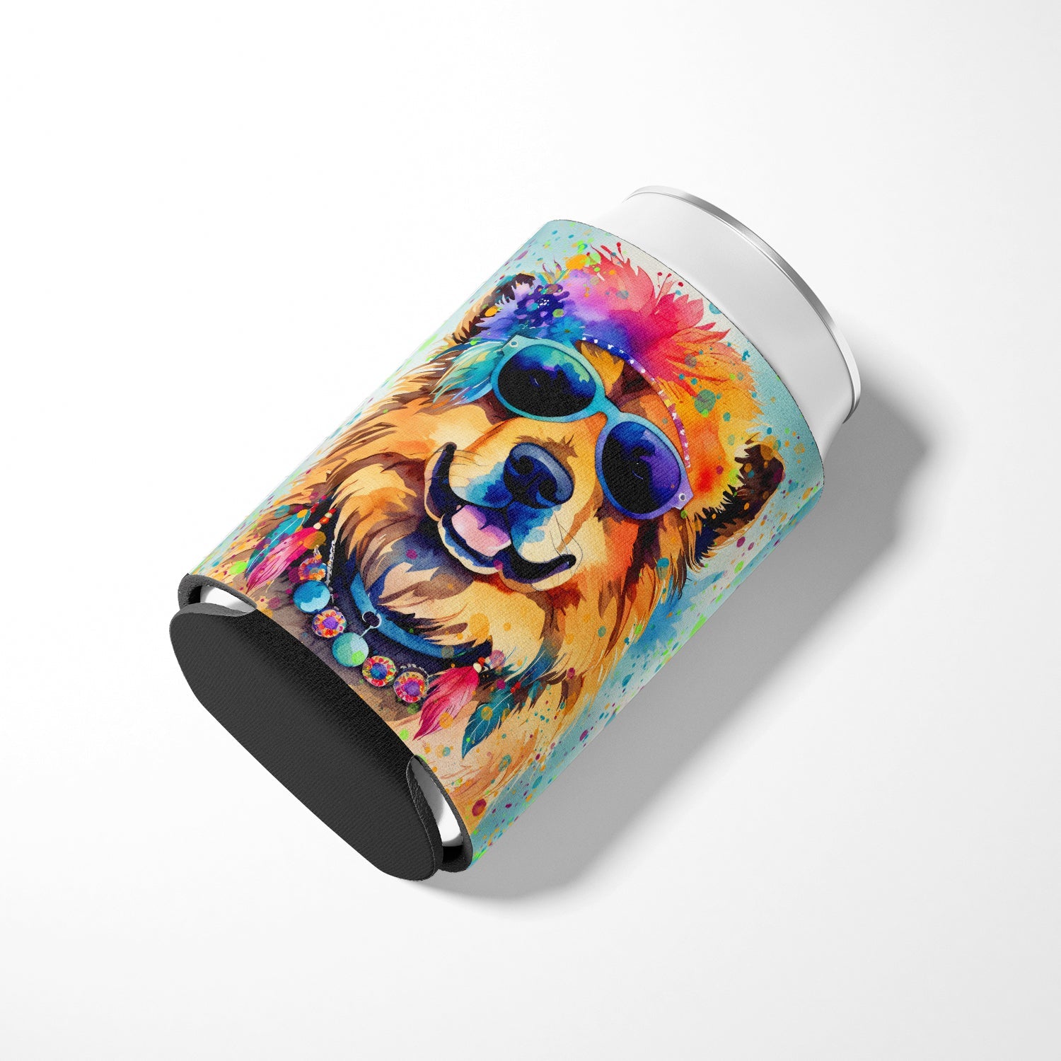 Chow Chow Hippie Dawg Can or Bottle Hugger Cooler Sleeve for Standard 12 oz Cans, Insulated Foam Beer & Soda Can Hugger Reusable