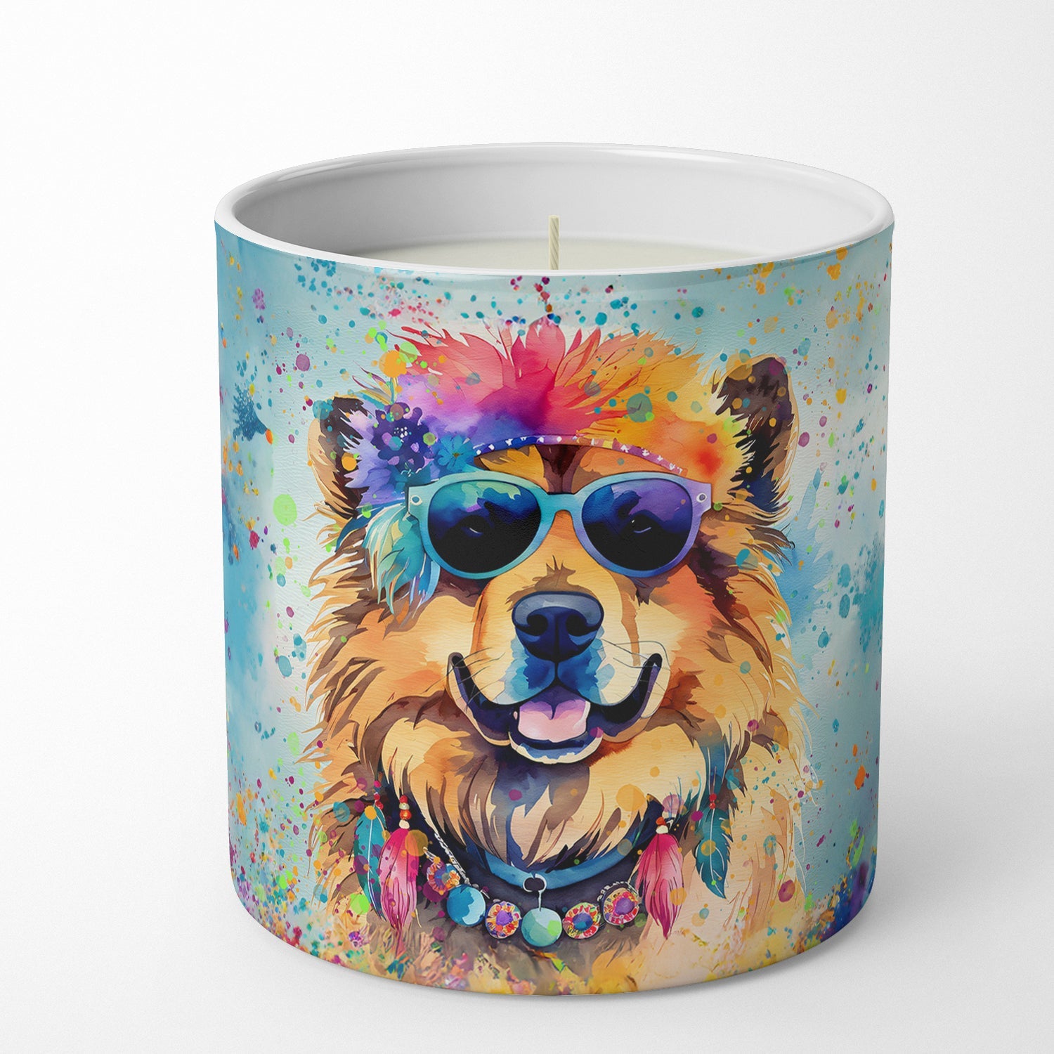 Chow Chow Hippie Dawg Decorative Soy Candle Nature Soy Wax Essential Oil Home Decor Ideal for Bedroom Kitchen Bath Office Gift, 10 oz