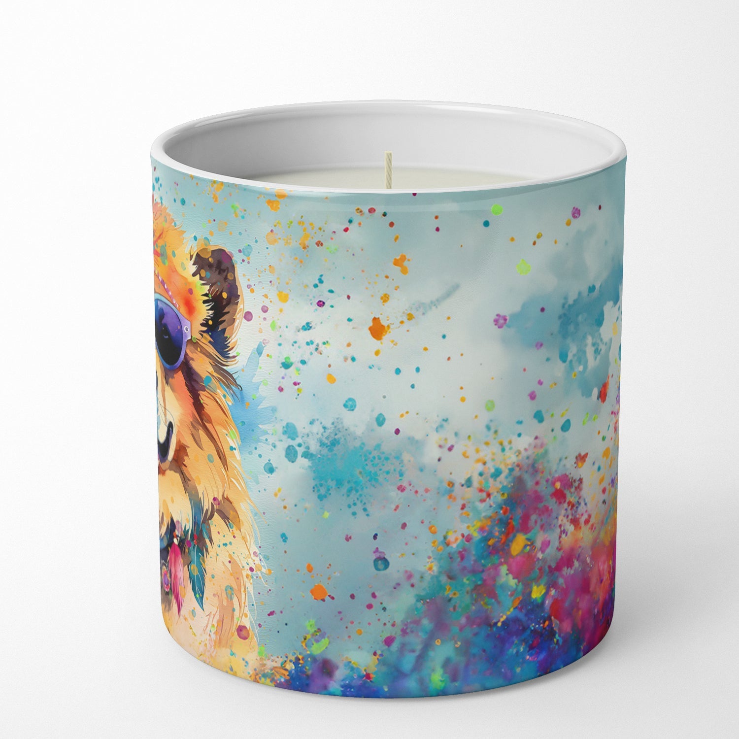 Chow Chow Hippie Dawg Decorative Soy Candle Nature Soy Wax Essential Oil Home Decor Ideal for Bedroom Kitchen Bath Office Gift, 10 oz