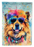 Chow Chow Hippie Dawg House Flag 28x40 Porch Sleeve Pole Decorative Outside Yard Banner Artwork Wall Hanging, Polyester