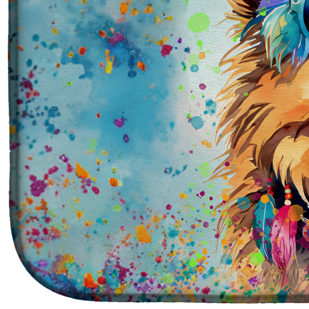 Chow Chow Hippie Dawg Dish Drying Mat Absorbent Dish Drying Mat Pad for Kitchen Counter Dish Drainer Mat for Countertop, 14 x 21", Multicolor