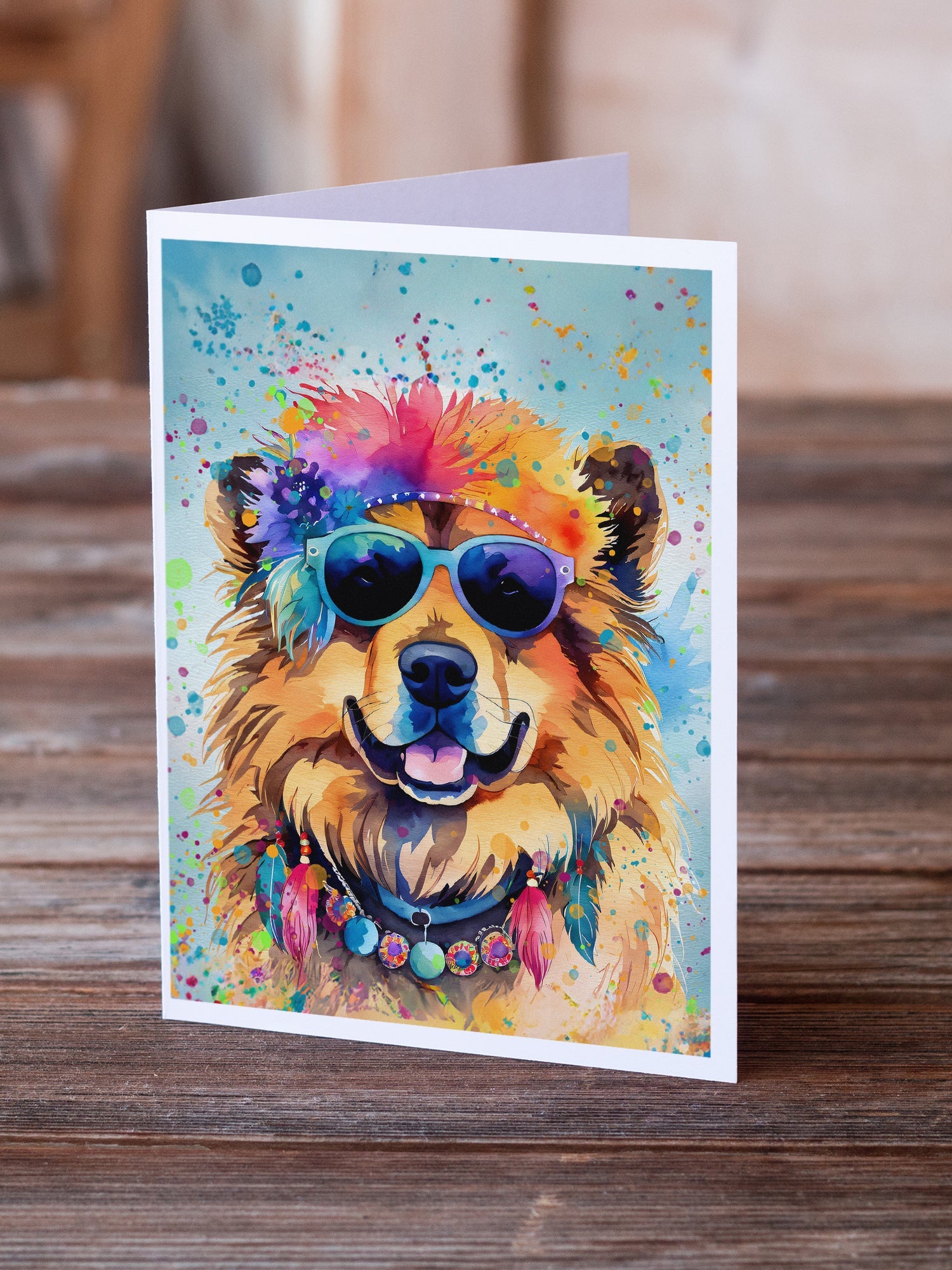Chow Chow Hippie Dawg Greeting Cards Pack of 8 Blank Cards with Envelopes Whimsical A7 Size 5x7