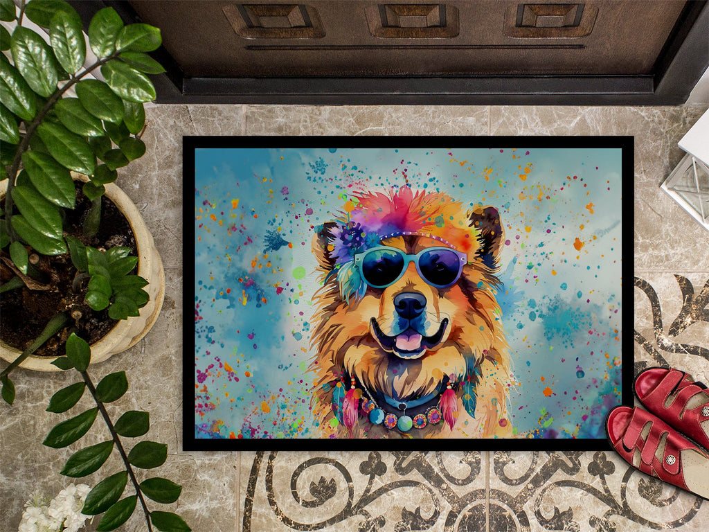 Chow Chow Hippie Dawg Doormat Indoor Outdoor 18H X 27W Front Door Mat Rugs for Entryway, Non Slip Washable