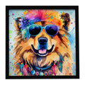 Chow Chow Hippie Dawg Framed Metal Print Bathroom, Kitchen, Office, Home Decor Wall Art Ready to Hang, Square, 8X8