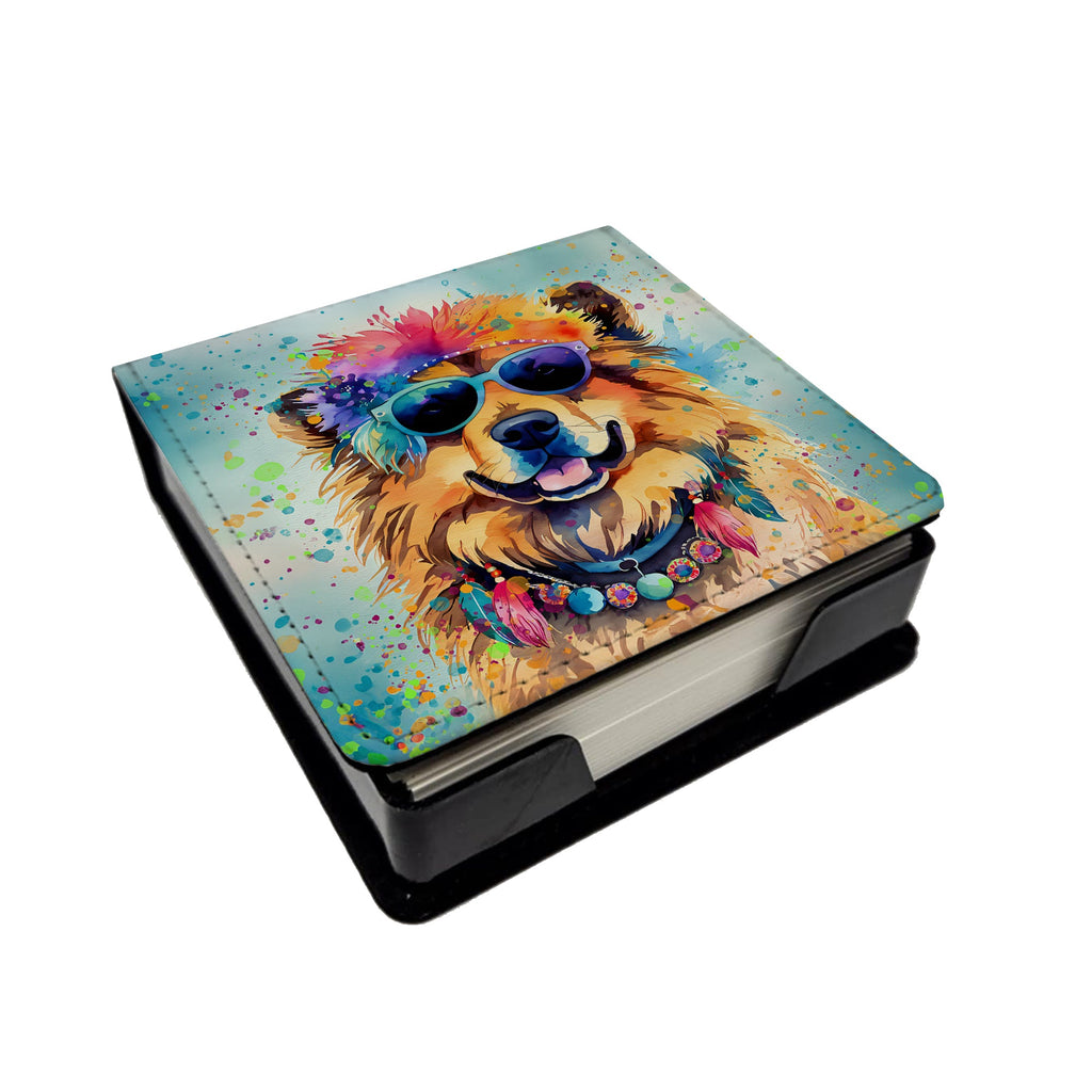 Chow Chow Hippie Dawg PU Leather Note Paper Holder with Artist-Designed Cover, Desk Accessory, Office Gift