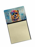 Chow Chow Hippie Dawg Watercolor Sticky Note Holder Refillable Dispenser Desk Accessory 3x3 Pad Gift