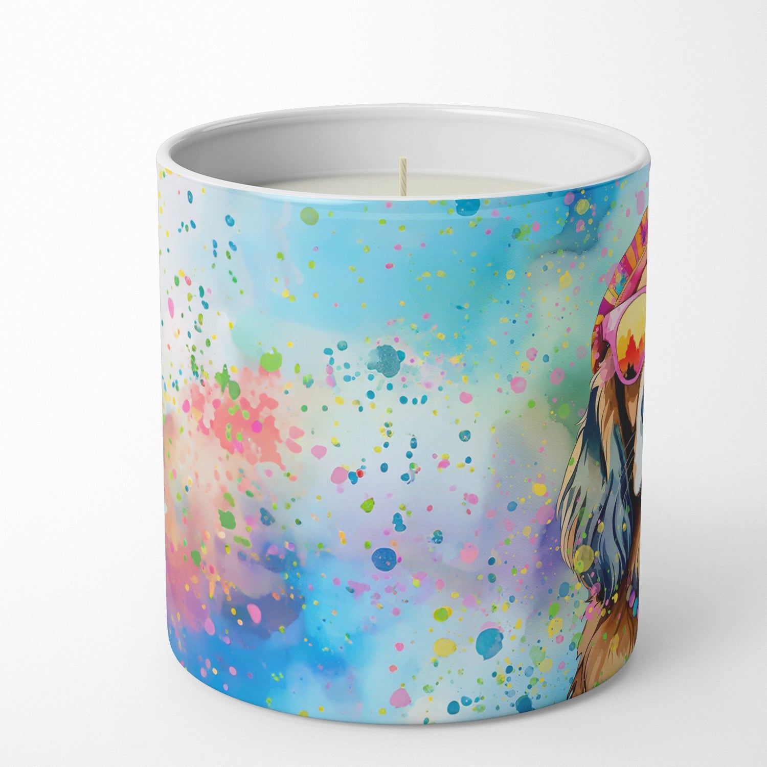 Cocker Spaniel Hippie Dawg Decorative Soy Candle Nature Soy Wax Essential Oil Home Decor Ideal for Bedroom Kitchen Bath Office Gift, 10 oz