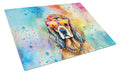 Cocker Spaniel Hippie Dawg Cutting Board Tempered Glass Kitchen Cutting Surface, Heat Resistant Chopping, Non-Slip Feet, Food Prep & Serving