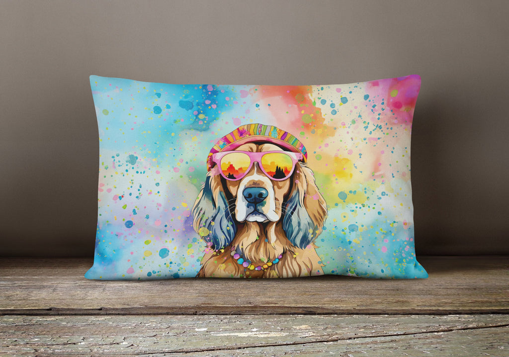 Cocker Spaniel Hippie Dawg Decorative Throw Pillow 12x16 Indoor Outdoor Accent Cushion, Fabric Cover with Insert for Sofa, Bed, Porch & Living Room