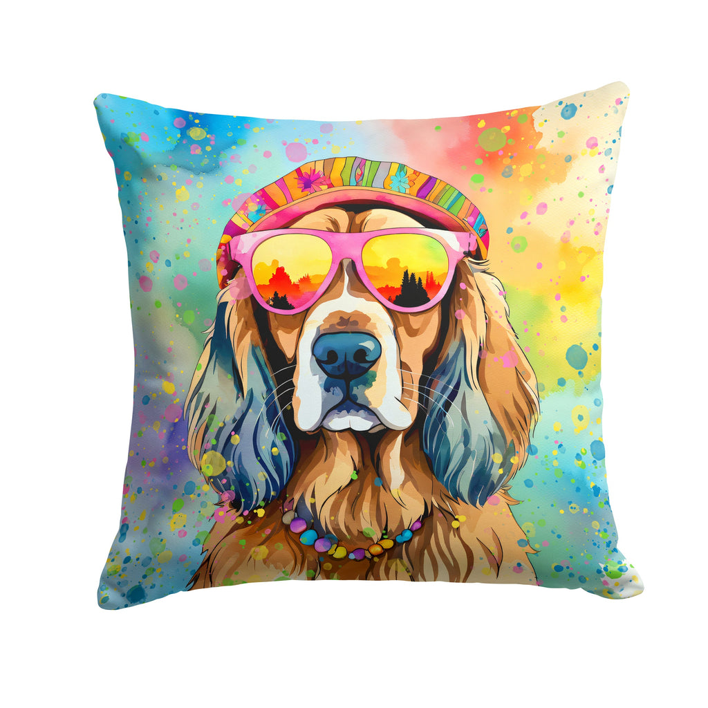 Cocker Spaniel Hippie Dawg Decorative Throw Pillow 18x18 Indoor Outdoor Accent Cushion, Fabric Cover with Insert for Sofa, Bed, Porch & Living Room