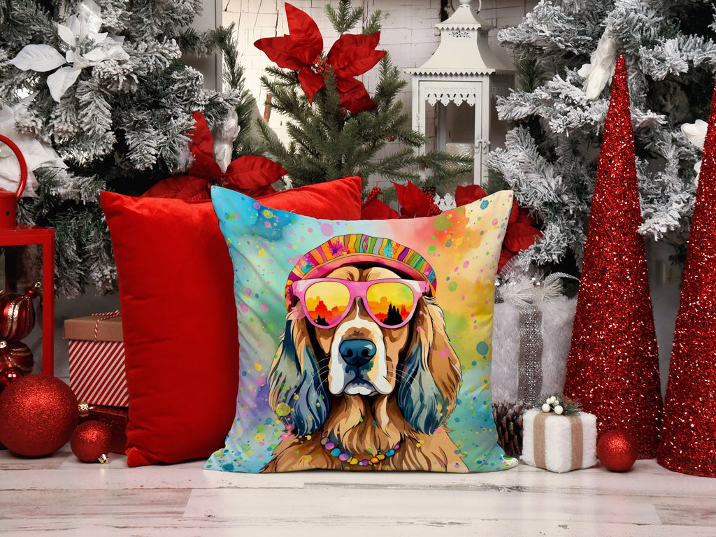 Cocker Spaniel Hippie Dawg Decorative Throw Pillow 18x18 Indoor Outdoor Accent Cushion, Fabric Cover with Insert for Sofa, Bed, Porch & Living Room