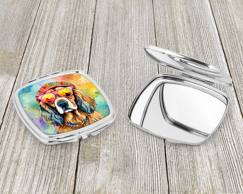 Cocker Spaniel Hippie Dawg Compact Mirror Decorative Travel Makeup Mirror for Women Girls Gifts Pocket Makeup Mirror Folding Handheld