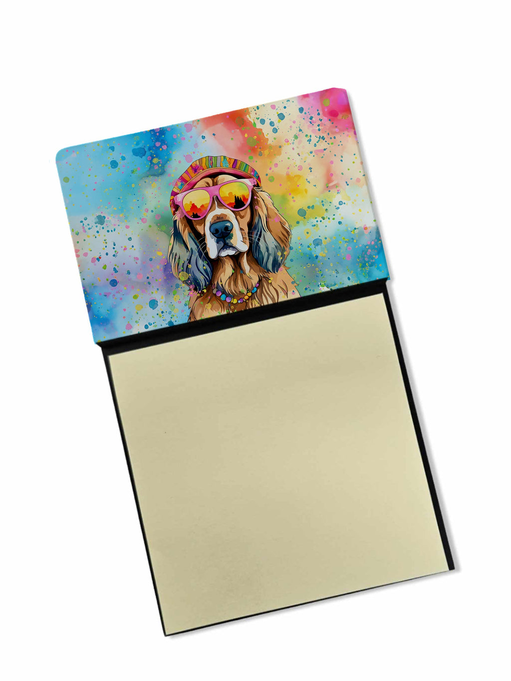 Cocker Spaniel Hippie Dawg Watercolor Sticky Note Holder Refillable Dispenser Desk Accessory 3x3 Pad Gift