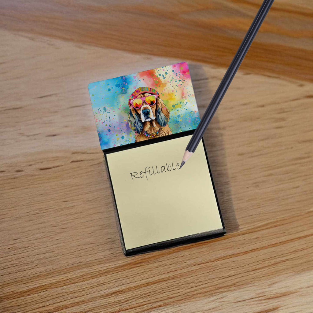 Cocker Spaniel Hippie Dawg Watercolor Sticky Note Holder Refillable Dispenser Desk Accessory 3x3 Pad Gift