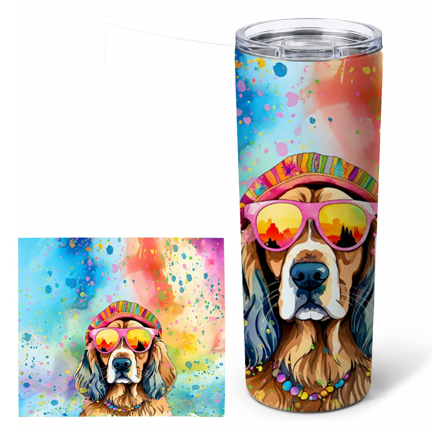 Cocker Spaniel Hippie Dawg Stainless Steel Skinny Tumbler 20 oz Vacuum Double Walled Reusable Insulated Travel Cup